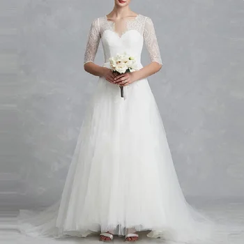 

WOMEN'S Bridal WEDDING gown long SLEEVE PLUS SIZE anniversary ceremony bohemia lace mermaid muslim wedding DRESS with train