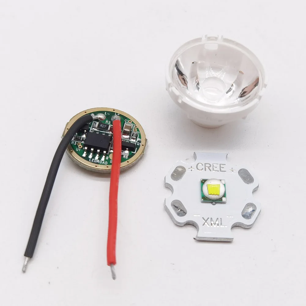 Cree XM-L LED T6 White Light with 20mm star pcb+ 3.7V 5modes led Driver +T6 15degree Lens Base Holder kit | Лампы и освещение