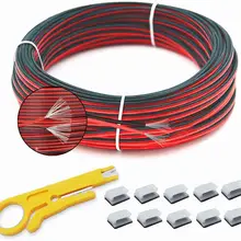 AWG 18 20 22 2Pin 20 м электрический провод Луженая Медь изолированный ПВХ удлинитель для светодиодов ленточный кабель красный черный провод UL2468 провода питания