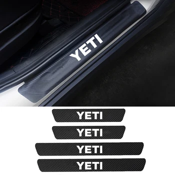 

4PCS Carbon Auto Door Threshold Plate Anti-Scratch Cover Sticker For Skoda Yeti 2009-2019 2020 Car Door Sill Pedal Accessories