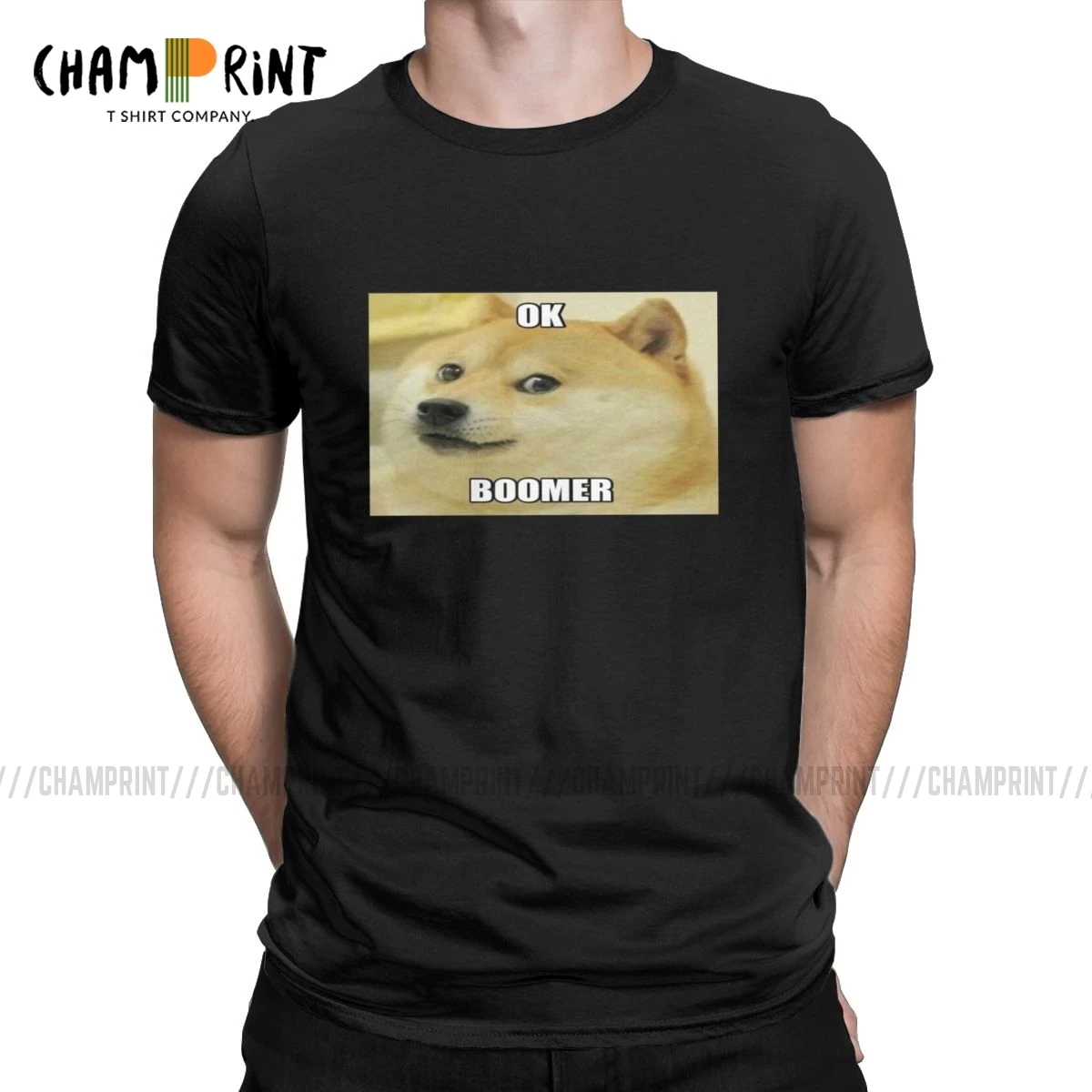 Men's T-Shirt Doge Ok Boomer Unique Cotton Tees Short Sleeve Funny Okay Meme T Shirt O Neck Clothing New Arrival | Мужская одежда