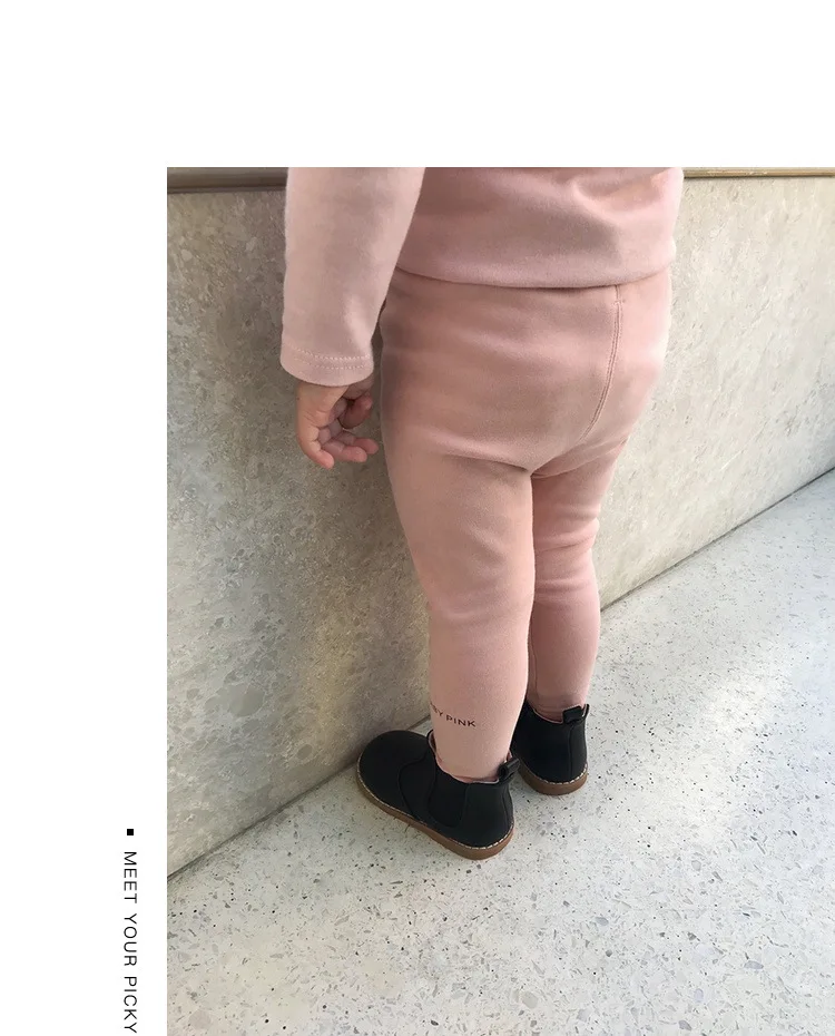 Warm Winter Leggings Toddler Girl Pants Hot Sale Children Clothes Thick Fleece Infant Trousers - Цвет: Розовый