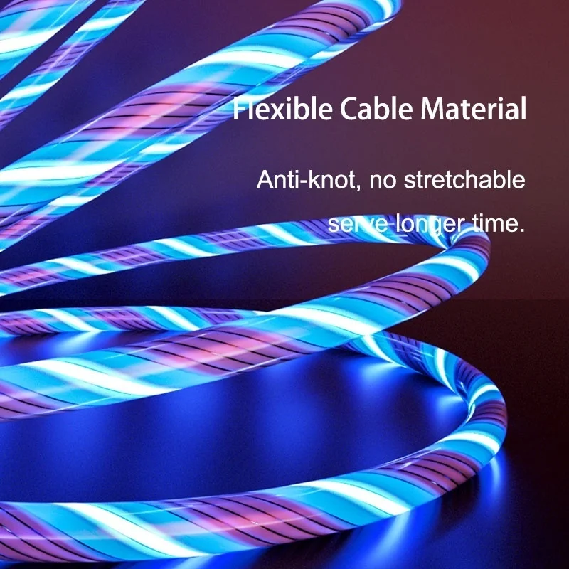 Магнитный зарядный кабель Micro USB Type C 2 4 А 8pin светящийся для Samsung OPPO VIVO Huawei iPhone