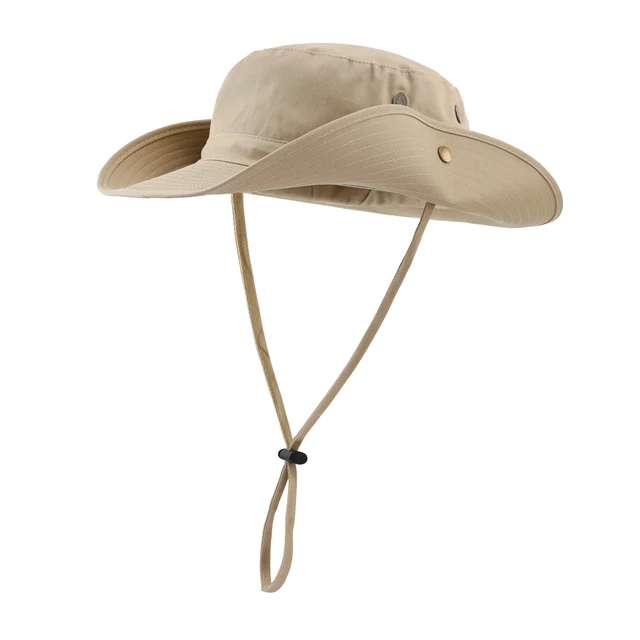 Connectyle Men's Women Boonie Sun Hat Wide Brim Adjustable Breathable Cotton Safari Hat with Strap UV Protection Outdoor Caps 1