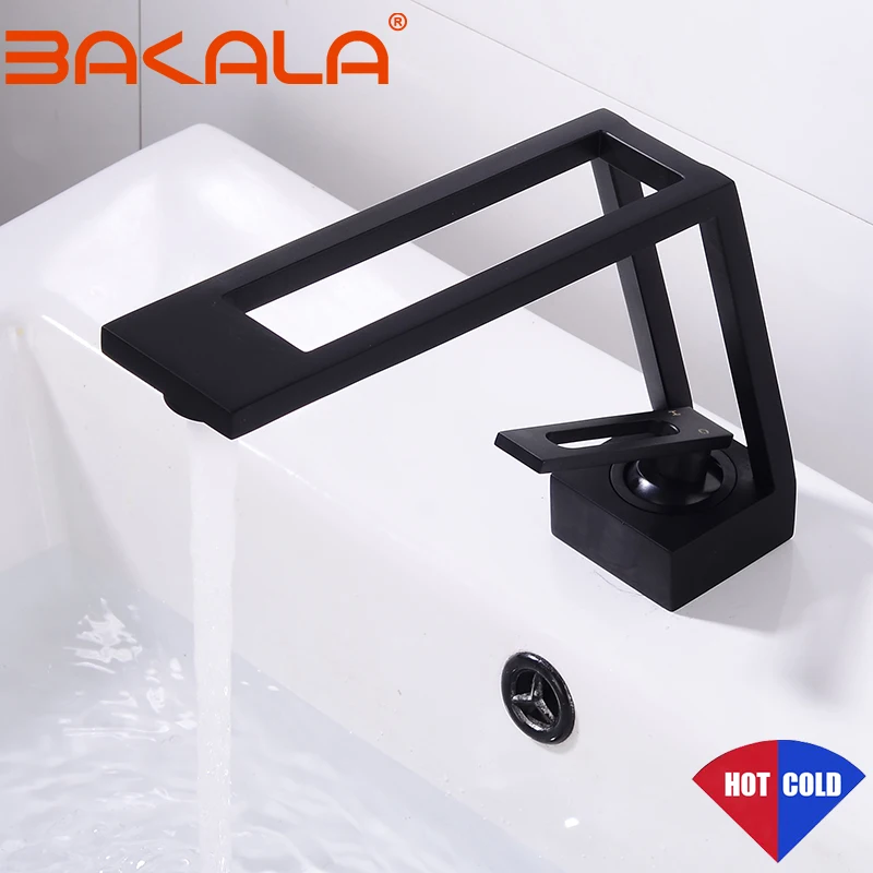 BAKALA Luxury bathroom sink faucet brass matte black basin faucets hot & cold mixer water taps Peculiar shape washbasin tap