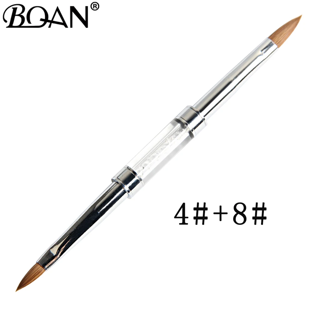 BQAN розовый#4#8 Кисть для ногтей колинский из соболя для ногтей художественная кисть Двойные головки акриловая ручка со стразами ногти DIY инструмент для маникюра