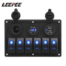 LEEPEE étanche voltmètre numérique double Port USB 12V sortie combinaison voiture Marine LED interrupteur à bascule panneau
