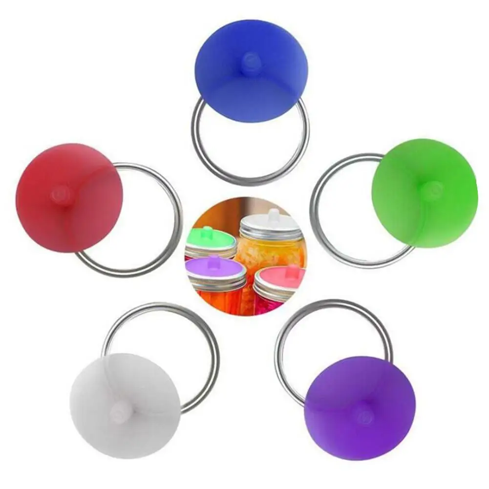 

5PCS Mason Jar Silicone Lids Waterless Airlock Fermentation Lids for Sauerkraut Kimchi Pickles