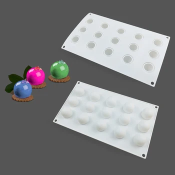 

3d Silicone Molds Mini Truffle 15 Hole Round Ball Shaped Baking Mould Dessert Muffin Brownie Pudding Jello Mold