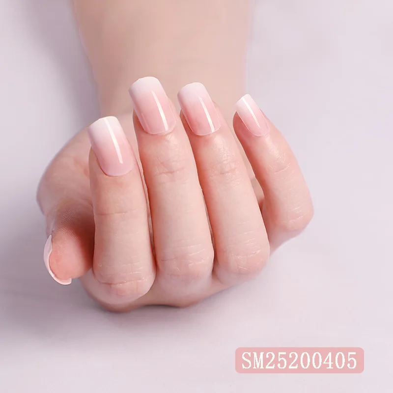 

Cute 24Pcs/Set Press on Full Square Candy False Nail Tips Glitter Short Full Cover Kid Pink Fake Nail Art for Women Tools