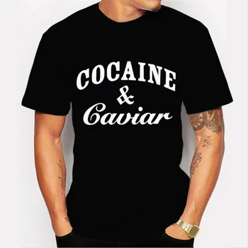 

COCAIN AND CAVIAR Black men t shirt Summer tops Casual tees Fashion t-shirt plus size