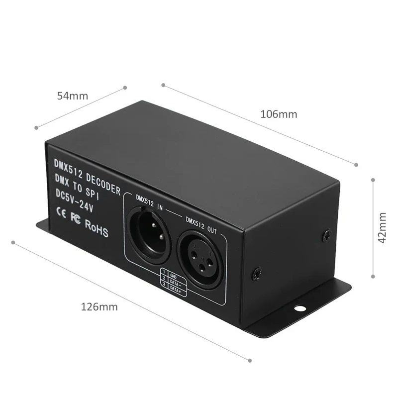 

Hot Sale LED Light Controller Working Dc 5-24V Rgbw Dmx512 Decoder Dmx To Spi Si for String Lights
