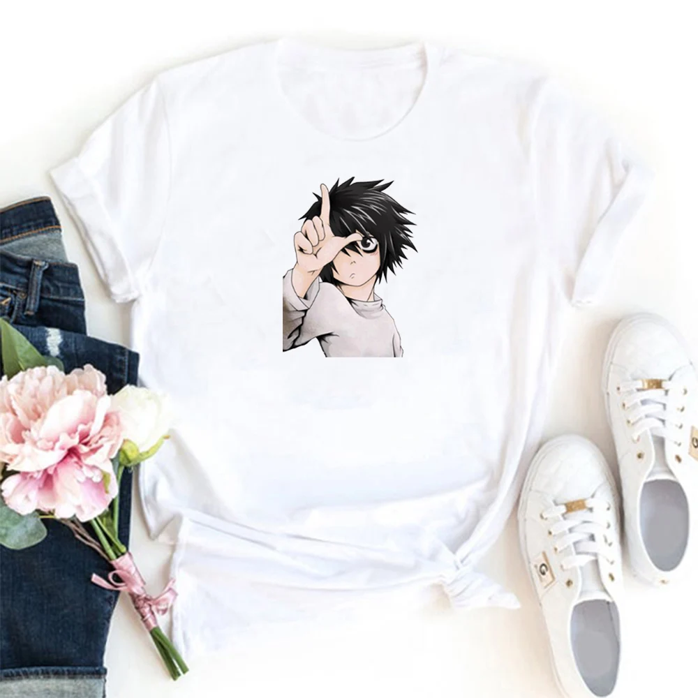 Футболка женская с японским аниме принтом смешной топ круглым вырезом в стиле