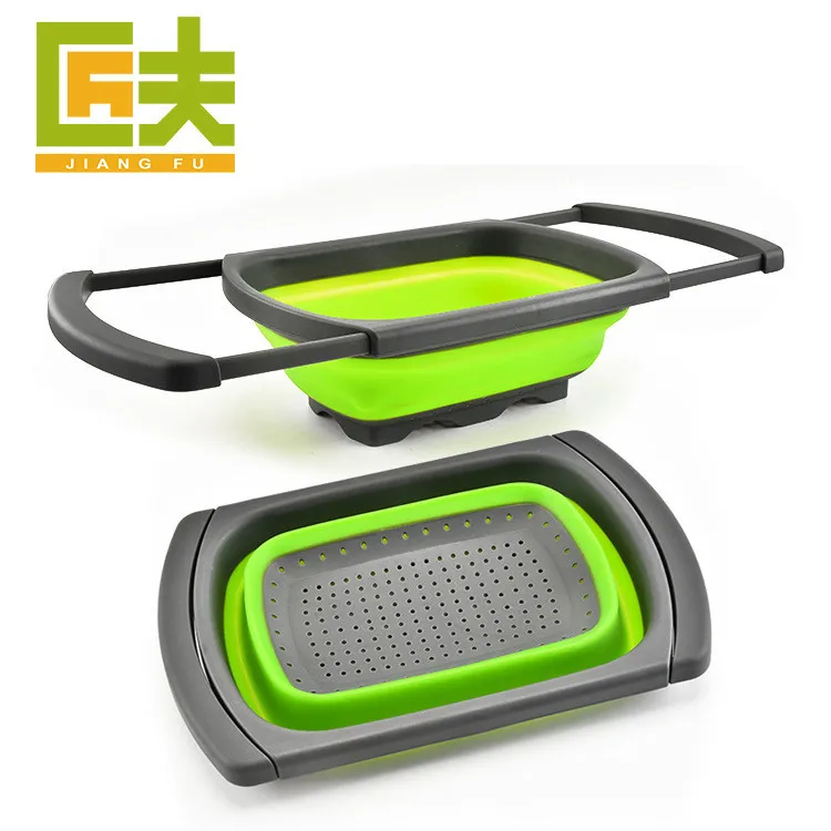 

Manufacturers Direct Selling Kitchen Sink Washing Vegetable Basket Retractable Rubber-Plastic Drain Basket Portable Plastic Fold