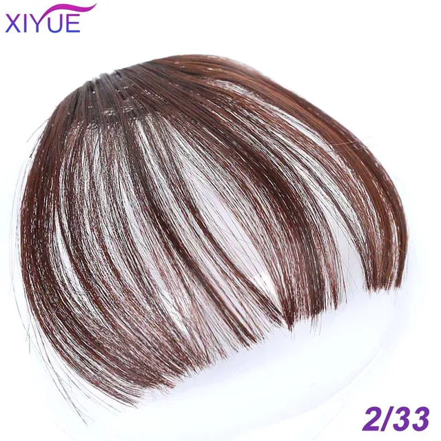 Black/Light Brown Clip In Hair Bangs Hairpiece Accessories Synthetic Fake Bangs Clip In Hair Extensions Clip In Hair Pieces Not Dyed