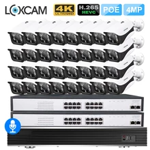 LOXCAM H.265+ 32CH 4K POE Комплект камер видеонаблюдения 4MP аудио запись Открытый водонепроницаемый безопасности ip-камера видеонаблюдения комплект
