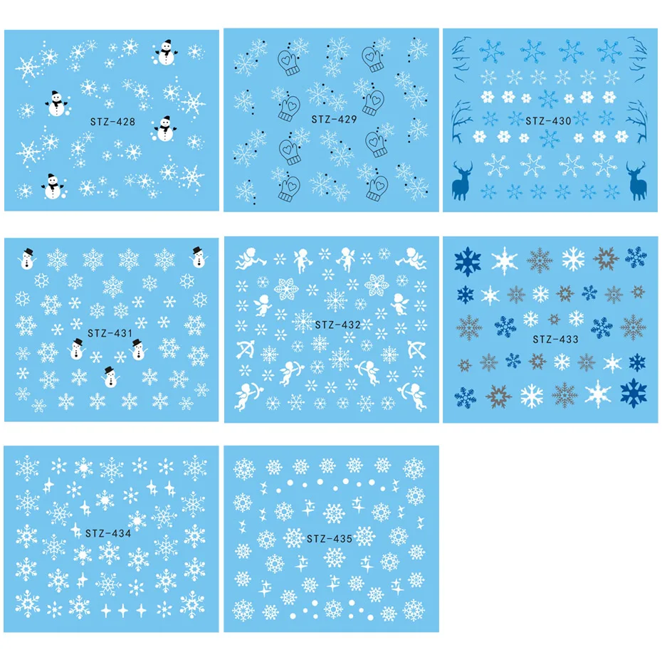 1 шт. красочные наклейки для ногтей снежинка снеговик Маникюр зимние ползунки для художественное оформление ногтей JISTZ420-435