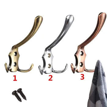 

High Quality Zinc Alloy Wall Mounted Dual Prong Hook Clothes Keys Hat Towel Robe Bathroom Hanger Hooks for Wall Window Bathroom