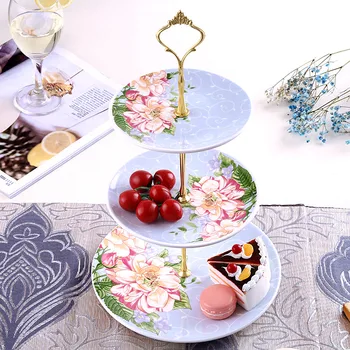 

European Elegant Fruit Plate Dessert Cake Rack Living Room Coffee Table Snack Plate Multi-layer Home Party Serving Platter LA650