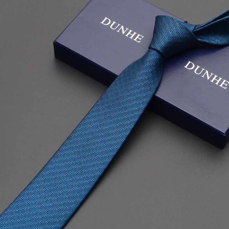 High Quality New Silk Formal Wedding Ties for Men Tie slim 6cm Necktie Designers Brand Deep Blue Neck Tie with Gift Box