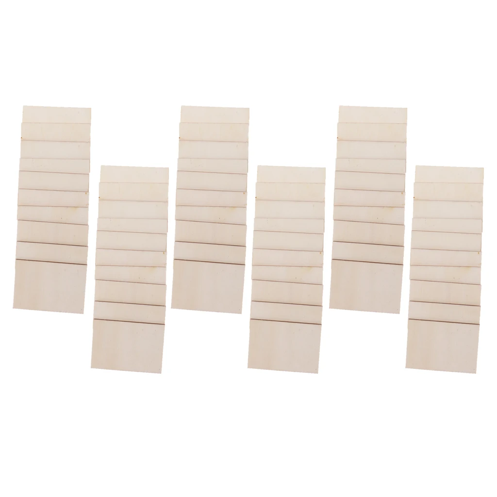 60Pcs Unfinished Rectangle Wood Sign Plaque Crafts Wooden Pieces Blank