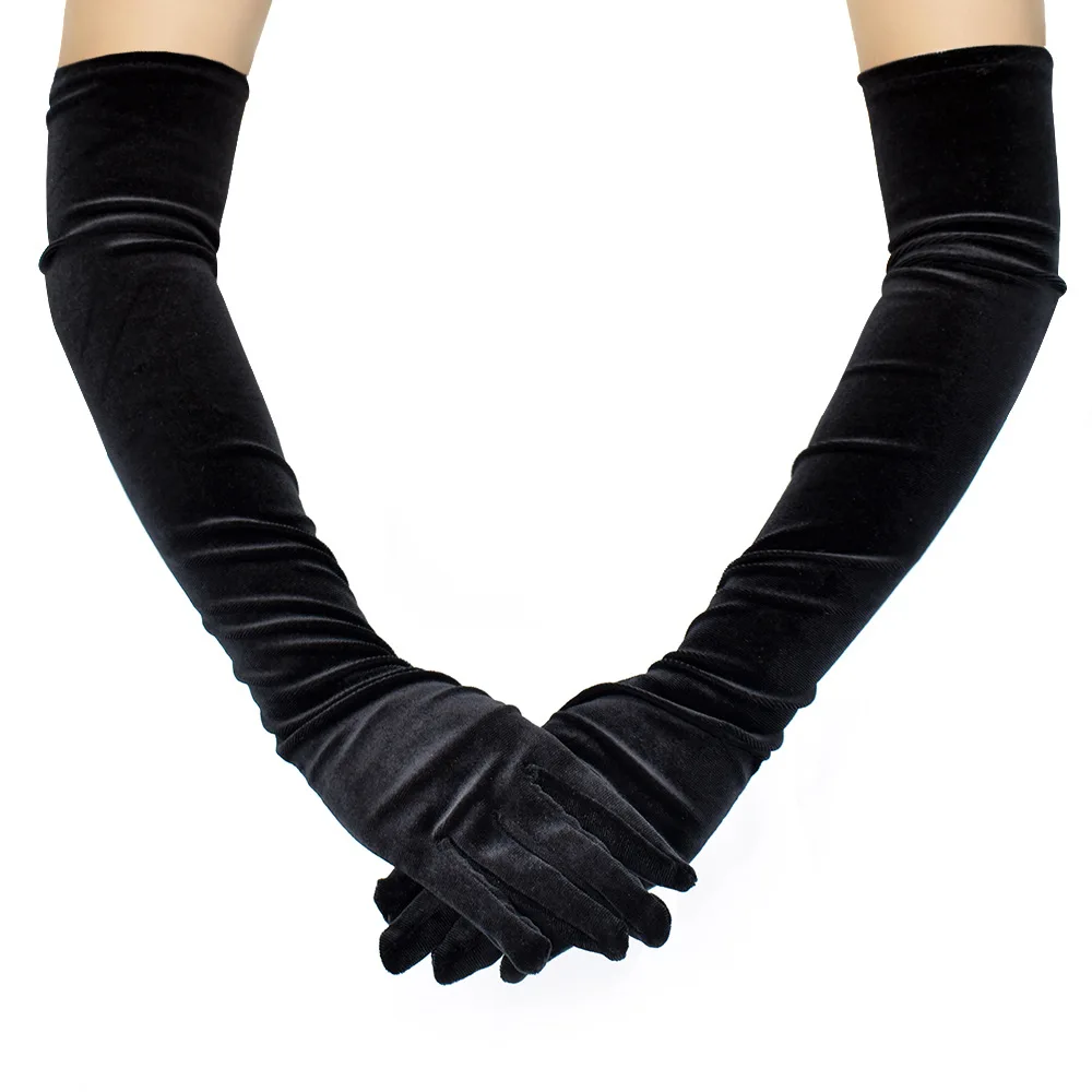 Пикантные женские бархатные длинные перчатки для вечерние на осень и зиму
