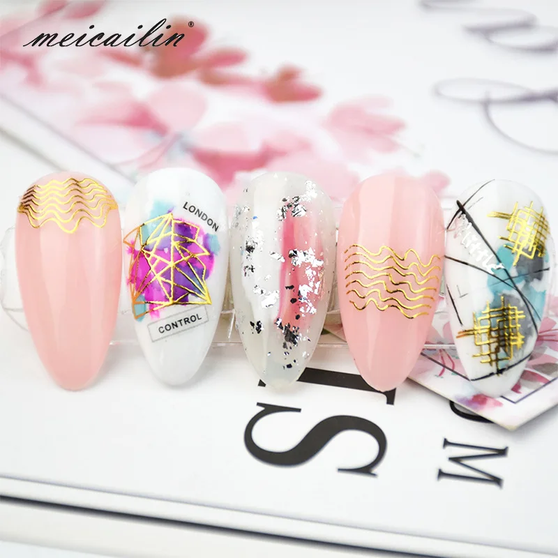 Japanese-style Manicure Gold Foil Stickers 3D Stickers Nail Sticker English Lettered Snowflake Stereo Gum Nail Polish Stickers