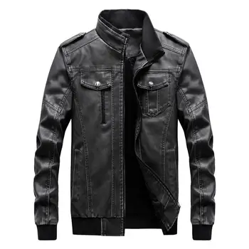 

2020 Autumn Winter Men 'S Leather Jackets New Casual Motorcycle Pu Slim Fit Jacket Leather Coats Men Stand Collar Plus Siz
