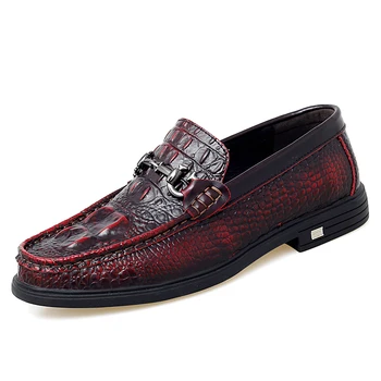 

Shoes Men Loafers Leather Moccasin Crocodile Style Footwear Slip On Flat Driving Boat Shoes Classical Male Chaussure Homme 38-47