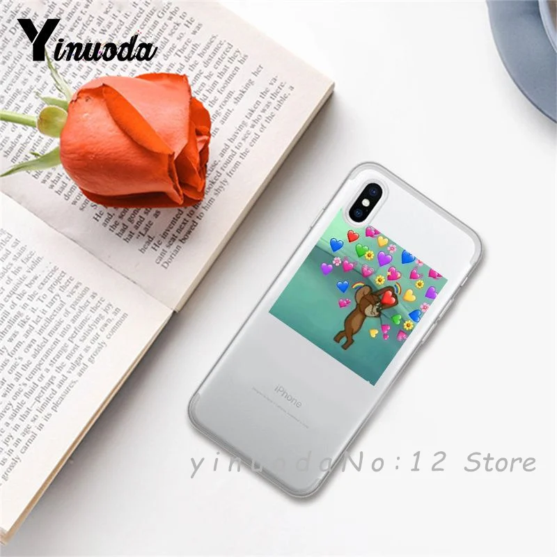 Yinuoda супер милый кот собака мультфильм розовый в форме сердца ты и я серия HD Прозрачный чехол для телефона для iphone 6 7 8 Plus X XS XSMax 5S