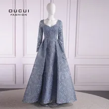 Длинные рукава Дубай длинное вечернее платье роскошные сексуальные цветы ручной работы v-образным вырезом Бисероплетение вечерних платьев Robe De Soiree OL103634