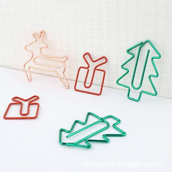 

Christmas Trees Deer Gifts 10pcs/lot Kawaii Metal Paper Clips Creative Bookmark Decorative Message Photo Memo Clips Stationery