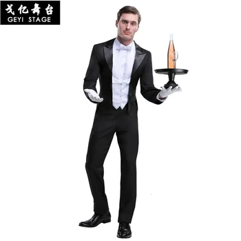 

Hotel waiter Men Women Chef Jackets Summer Double-breasted Waiter Kitchen Hotel Restaurant Uniforms Bakery Cafe cosplay costume