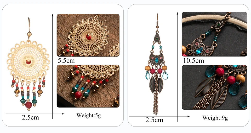 Bohemia Long Silver Gold Tassel Fringe Earrings for Women Statement Jewelry Crystal Acrylic Natural Stones Pendant Earrings Gift (300)