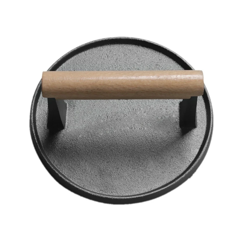 Round BBQ Tool Cast Iron Steak Plate Meat Press Board Barbecue Pressure Plate