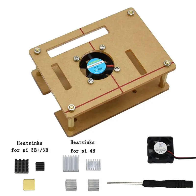 1 комплект прозрачный акриловый чехол с охлаждающими вентиляторные радиаторы отвертка для Raspberry Pi 4B/3B +/3B