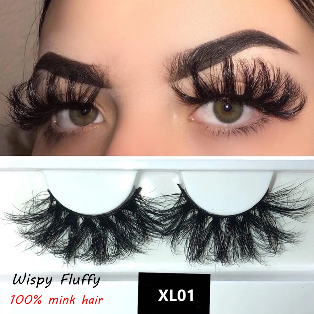 

1 Pair 25MM Lashes Dramtic 6D 100% Mink Hair False Eyelashes Wispies Fluffy Full Strips Eyelashes Long Handmade Eye Extension