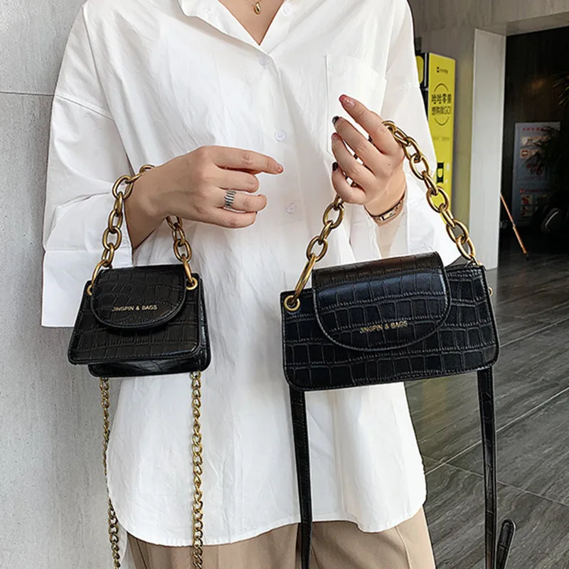 

2019 New Wave Korean Fashion Crocodile Pattern Small Square Bag Shoulder Bag Slanting Port Wind Chain Packet