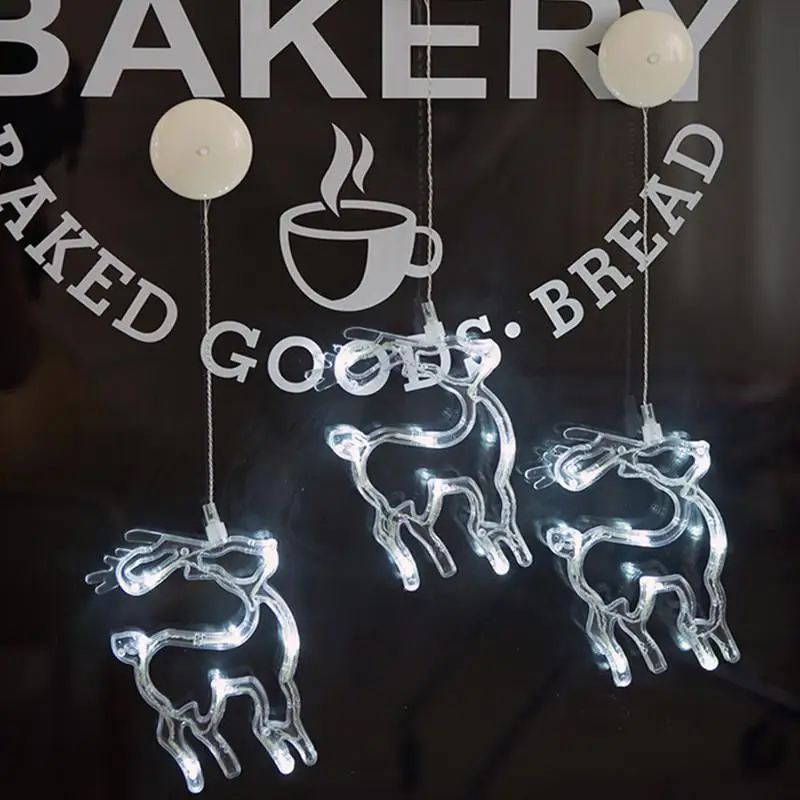 DishyKooker, на батарейках, Рождественская серия, вечерние, для праздничного окна, декоративный светодиодный светильник с присоской