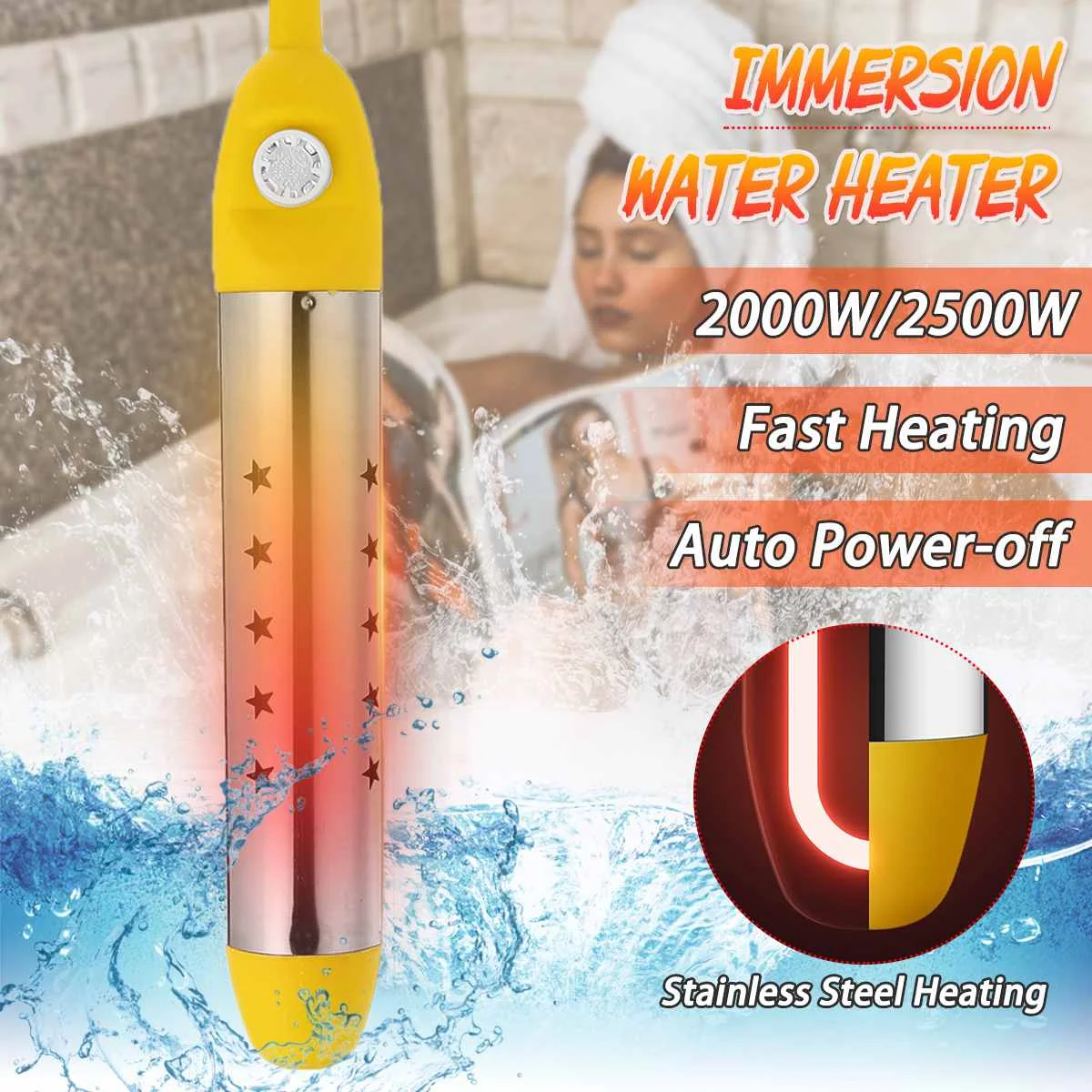 Calentador de agua instantáneo eléctrico flotante, Caldera de inmersión, suspensión de inmersión, piscina de baño, 2000W/2500W, 220V