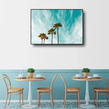 

Cassisy Fashion Canvas Painting Palm Tree Blue Sky And White Clouds Scenic Wall Art Prints Posters Modern Home Living Room Decor