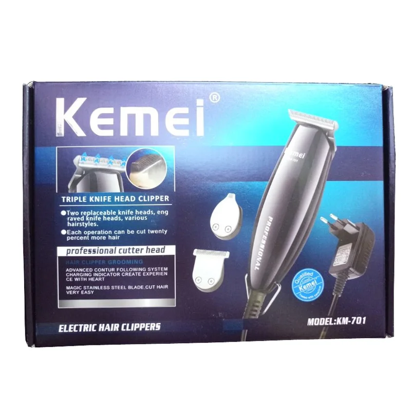 black-with box Kemei электробритва, профессиональная машинка для стрижки волос, с проволокой, с двумя разными режущими головками, станок для бритья 42D - Цвет: black-with box