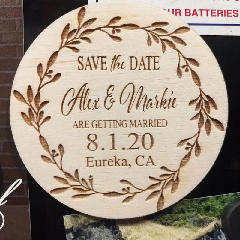  Save the Date Personalized calligraphy Save the Date Magnets Wedding Favors Engraved rustic wooden  - 4000035633753