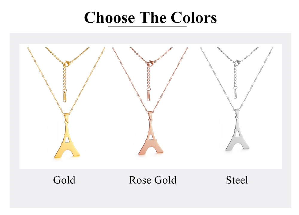 Cazador Neue Frankreich Paris Eiffelturm Gold Farbe Anhänger Halsketten für Frauen Edelstahl Kette auf die Hals Schmuck Großhandel – Detail 3