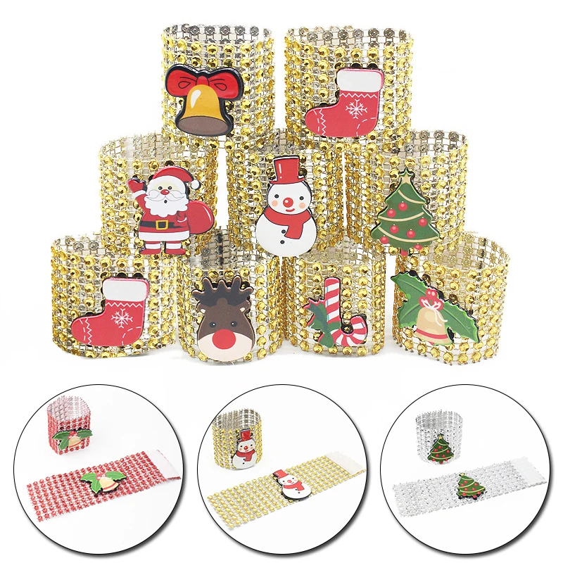 2 шт. декоративные кольца для салфеток в виде Санта Клауса снеговика|Кольца