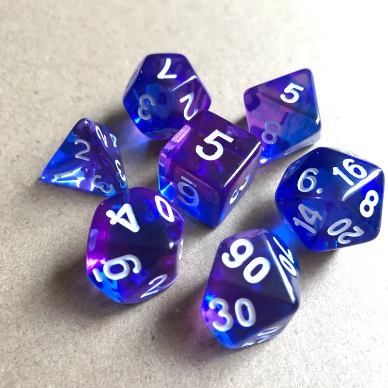 7 шт./компл. 4 цвета многогранные игральные кости d & d4 d6 d8 d10 % d12 d20 полигедрические