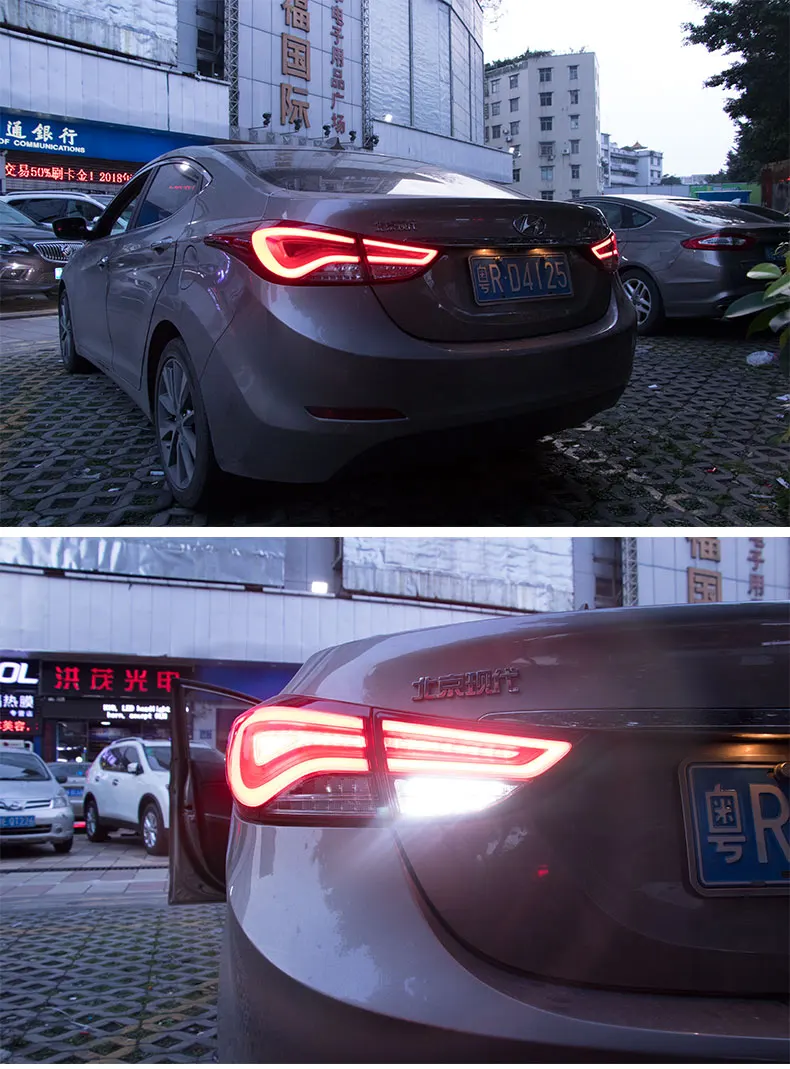 Автомобильный Стайлинг для hyundai Elantra задний светильник s 2012- все светодиодный Elantra задний светильник DRL+ тормоз+ парк с динамическим рулевым управлением