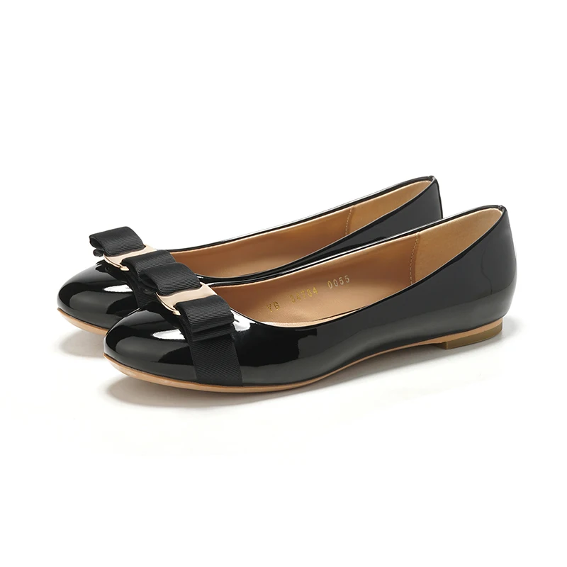 

Free Shipping Spring Bow Patent Leather Round Head Thick with Shallow Mouth Work Shoes Low Heel Single Shoes Female