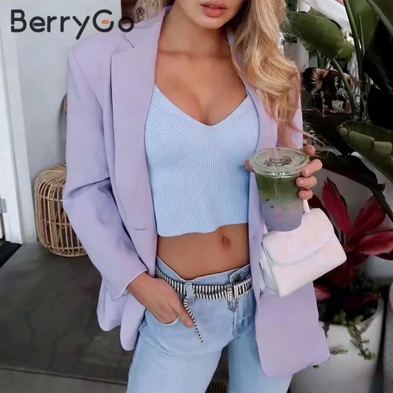 BerryGo модный уличный Женский блейзер с пуговицами и карманами, пальто с длинными рукавами, женская элегантная Весенняя верхняя одежда
