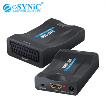 

eSYNiC 1080P Audio Video Converter With USB Cable Analog Digital Signal Adapter For HDTV DVD SKY PS3 SCART TO 1.4 HDMI Converter